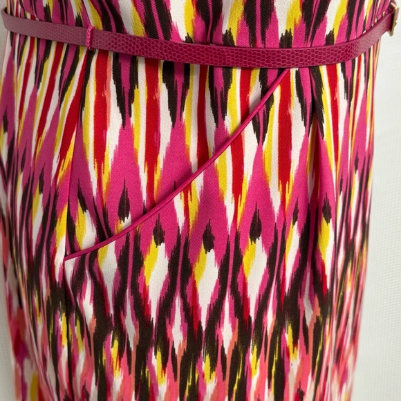 Roz & Ali Women's Sleeveless Round Neck Midi Vibrant Ikat Multicolor Dress Sz 16 - Picture 4 of 8